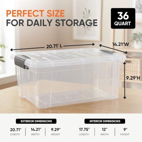 Superio Storage Bins with Lids, Clear Plastic Containers for Organizing, Stackable Totes, BPA Free, Odor Free, Organizer