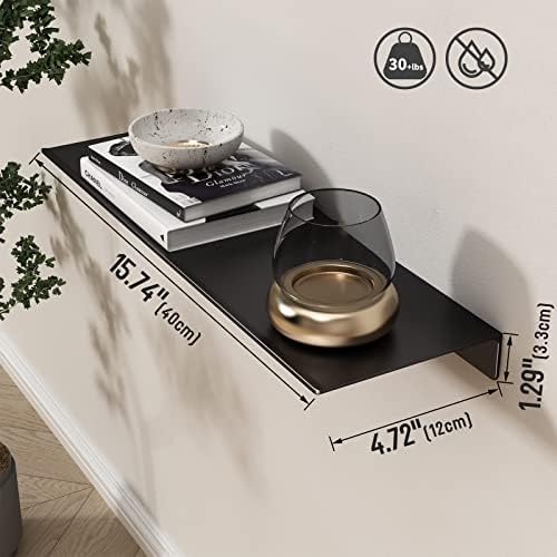 Danpoo 16 inch Metal Floating Shelves for Wall Organizer & Storage, Display Shelves for Bathroom, Living Room, Kitchen, 