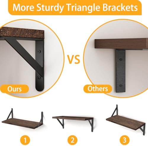 YGEOMER 4 Different Sizes Floating Shelves for Wall Decor, Dark Carbonized