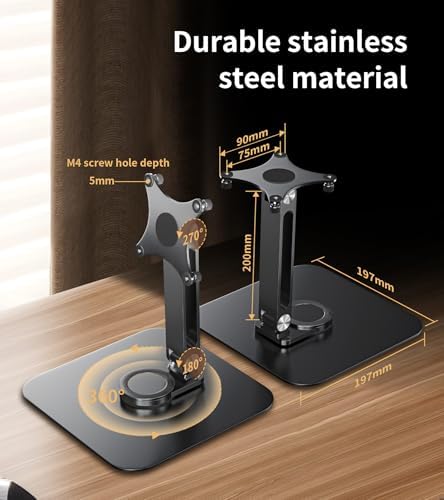 13-17.3" Monitor Stand with 360° Swivel Base, 75mm VESA Single-Arm Mount w/ M4 Screws for Portable Monitor, Adjustable A
