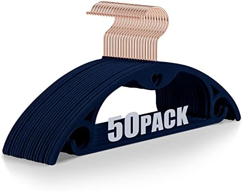 Velvet Hangers Felt Clothes Hangers 50 Pack Blue