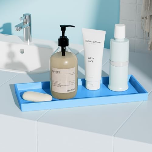 Vanity and Bathroom Tray, 11.8" ABS Countertop Organizer,Waterproof Vanity Tray for Toilet Tank,Perfume,Soap,Keys,Bathro