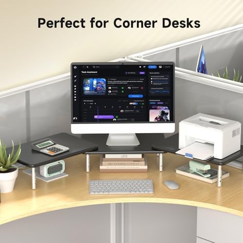 suptek Dual Monitor Laptop Stand Riser with Adjustable Length and Angle,Office Desktop Organizer Computer Stand for 2 Mo