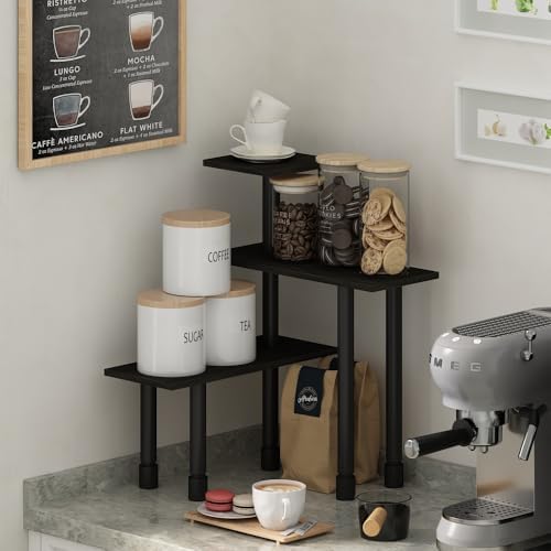Furinno Turn-N-Tube Kitchen Countertop Organizer, 3-Tier Corner Countertop Organizer Shelf, Corner Shelf, for Kitchen, P