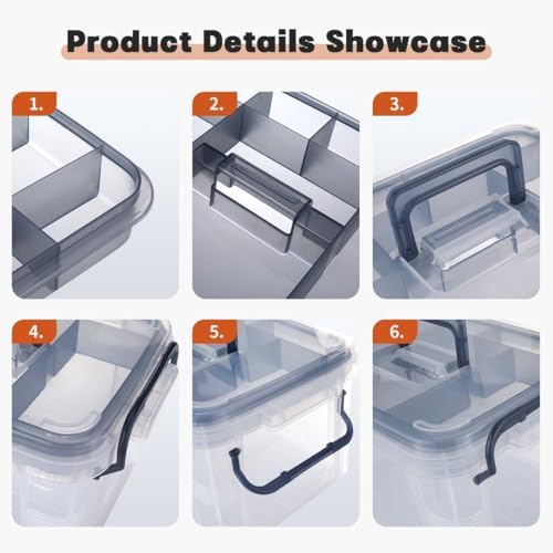 2-Tier Medicine Organizer - Plastic Portable Storage Box with Handle Blue