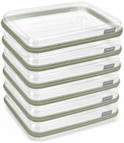 CoiiJoii 6PCS Large Clear Hard Shell Zippered Case, Diaper Bag Organizing Pouches, Waterproof Cosmetic Bag, Storage Orga
