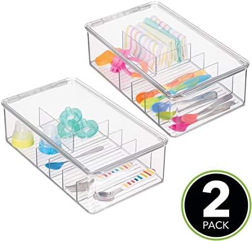 mDesign Stackable Plastic Storage Organizer Container for Kitchen Cabinets, Pantry, Countertops - Holds Kids, Child/Todd