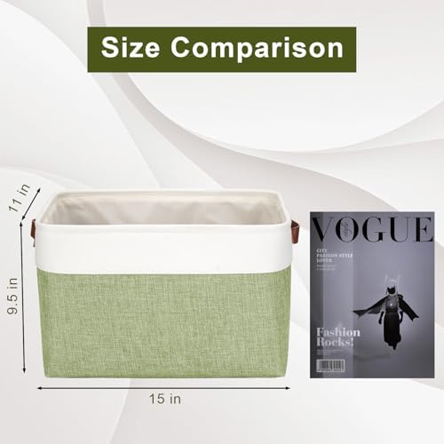 Bagnizer Storage Bins Large Fabric Storage Baskets for Shelves 3 Pack, Decorative Linen Closet Baskets with Handles for 