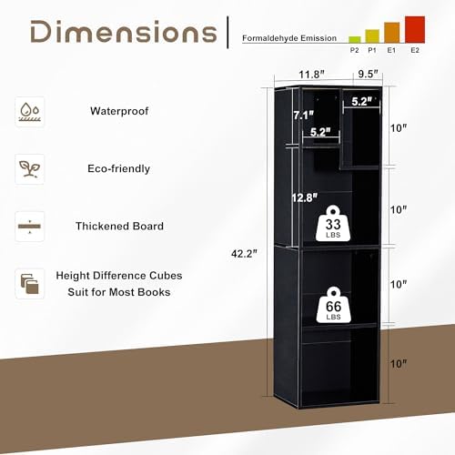 VECELO Cubby Storage Organizer Bookcase, Open Cube Display Shelf Cabinet, Freestanding Multicompartment Bookshelf for De