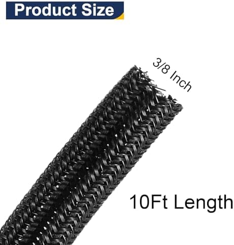 uxcell 10 Ft - 3/8 Inch Split Sleeving, Braided Cable Sleeving, PET Cable Management Wire Sleeve Cord Protector, Wire Wr
