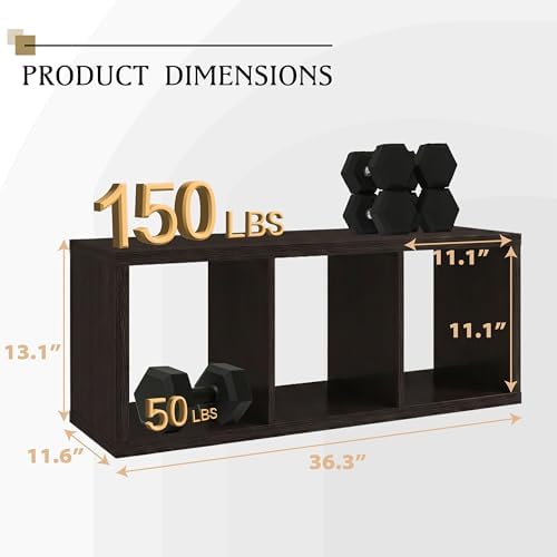 WannabeMyself【2026 Wooden Thick Frame】 3 Cube Storage Organizer with Anti-Tipping Kits, Reversible Open Back Book Shelf,