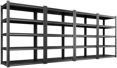 4-Pack Heavy Duty Garage Shelving for Garage, Warehouse & Workshop Organization, 71" H x 35" W x 16" D Adjustable 5-Tier