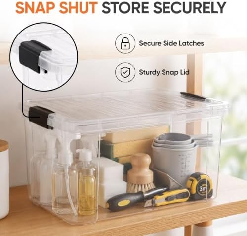 Superio 14.7 Quart Clear Plastic Storage Boxes with Lids, Stackable Organizer Containers, BPA-Free Storage Bins for Home