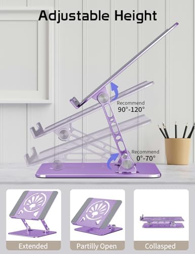Adjustable Aluminum Laptop Stand for Desk,Ergonomic Riser, Purple