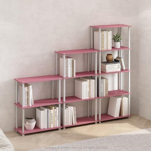 Furinno TURN-N-TUBE Storage Shelves, 5-Tier Book Shelf, Corner Shelf, Toolless Open Shelves, for Organization and Storag