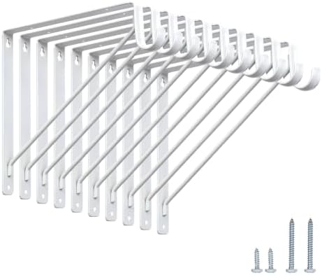 Closet Rod Brackets 10.8 in, 10 Pack Closet Shelf Brackets, White