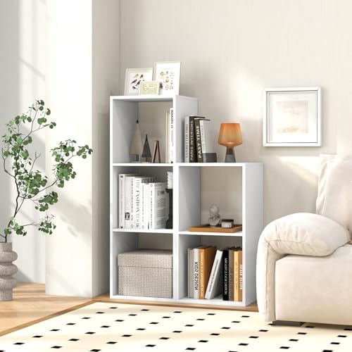 DORTALA 3 Cube Bookcase Set of 2, Floor Standing Bookshelf with Open Back, Anti-Tipping Kits, Modern Storage Organizer D