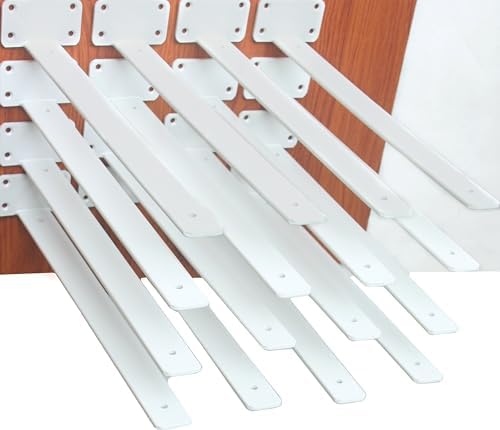 16 Pack - 16 inch White Hidden L Shelf Bracket (1/5 Inch Thicked) Iron Floating Shelf Brackets Rustic Industrial Metal B