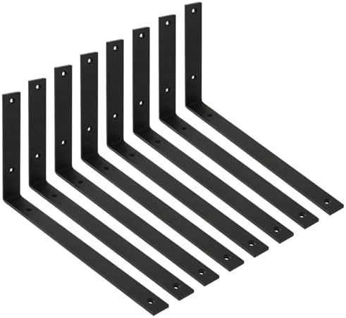 Shelf Bracket 8 Pack 14" Lx8 H 5mm Thick Heavy Duty Black L Brackets