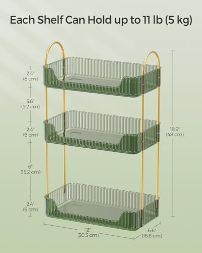 SONGMICS 3-Tier Makeup Organizer, Square, Customizable