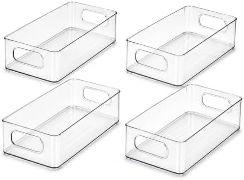 LotFancy 4 Pack Fridge Organizer Bins, Clear Plastic, Stackable, Can Soda