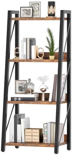 HOOBRO Ladder Shelf, 4-Tier Bookshelf, Corner Bookcase, Freestanding Storage Shelf Display Organizer, for Living Room, B