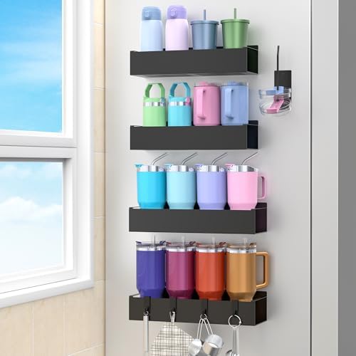 HuggieGems Metal Magnetic Water Bottle Holder for Refrigerator, Cup Holder Organizer for Stanley and Tumbler for Kitchen