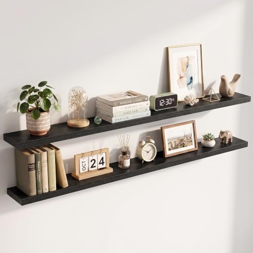 72 Inch Floating Shelves for Wall 2 Pack, Wood Wall Bathroom Shelves