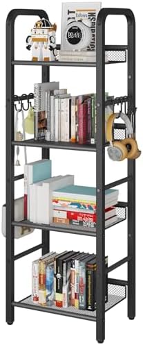YMYNY 4 Tier Bookshelf, Freestanding Bookcase for Living Room, Bedroom, Home Office, Multi-Functional Storage Rack Organ