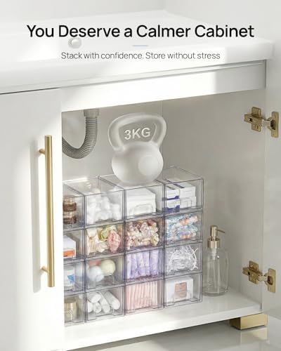 Vtopmart 12 Pack Small Clear Stackable Storage Drawers