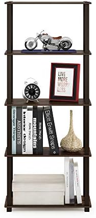 Furinno TURN-S-TUBE Book Shelf, 5-Tier Toolless Storage Shelves with Square Tubes, Shelving Unit for Organization and St