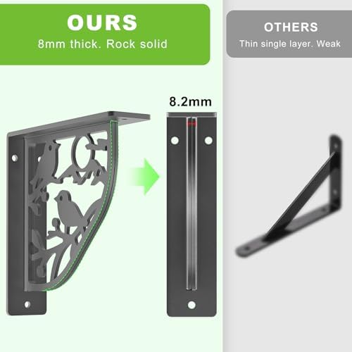 Dolibest 8 Inch Heavy Duty Shelf Brackets, 5MM Thickness L- Bracket , Metal Floating Shelf Bracket, Wall Shelf Bracket &