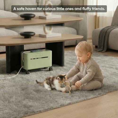 2-Tier Rolling Cable Management Box with Wheels (Large) – Mobile Power Strip Hider & Cord Organizer – Under Desk Wire Co