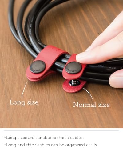 TAVARAT Cord Organizer, Long size, Cable Organizer, Charger Organizer, made in Japan, Genuine Leather, Cable Straps, (Lo