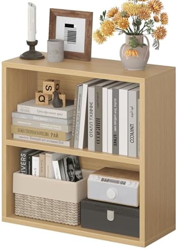 2-Tier Bookshelf Storage Shelves, 23.7 Inch Open Shelf Bookcase
