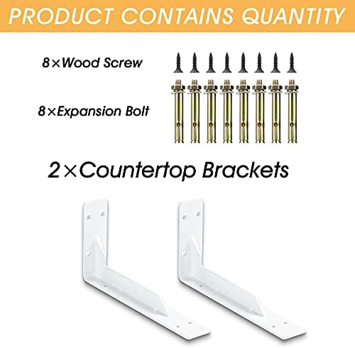 Countertop Support Brackets Heavy Duty, 10" x 6" Max Load 348 lb 5 mm Thick Iron Industrial Shelf Brackets, White Metal 