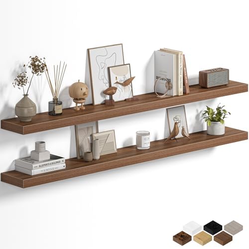 Fun Memories Floating Shelves for Wall 55 Inch, Set of 2 – Wall-Mounted Storage & Display Shelf with Invisible Bracket, 