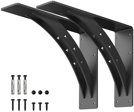 Heavy Duty Shelf Brackets，max Load 900 LBS,Premium Alloy Metal Mantel Brackets , (Set of 2) Fireplace Mantel Brackets - 