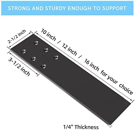 WEKIS 12 Inch Countertop Support Bracket, 3 Pack Solid Iron Heavy Duty Hidden Flat Floating Shelf Brackets, Top Mount Kn