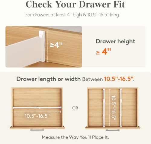 Lifewit 16 Pack 4" High Drawer Divider, Adjustable Drawer Organizer Clothes