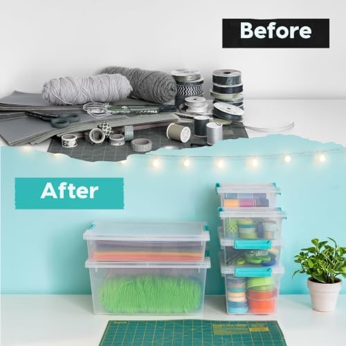 IRIS USA Storage Bins with Lids |Made in USA| 4 Qt - (6-Pack) - Clear