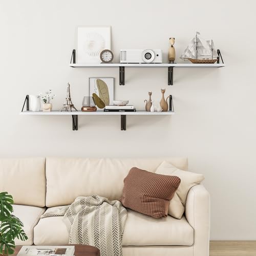 Heimlove 16W x 12D Deep Floating Shelves Set of 3 White