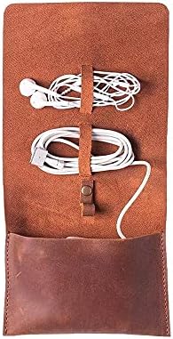 INCARNE Weekend Cable Organizer - Travel Cord Desk Case - TV Kit Cord Bag for Cable Storage - Small Leather Cord Organiz