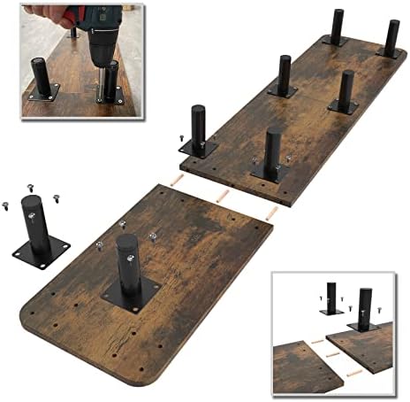 Dual Monitor Stand - 43.7 inch Extra Long Wide TV Stand - Wood & Steel Leg Desktop Riser - Desk Organization - Home Offi