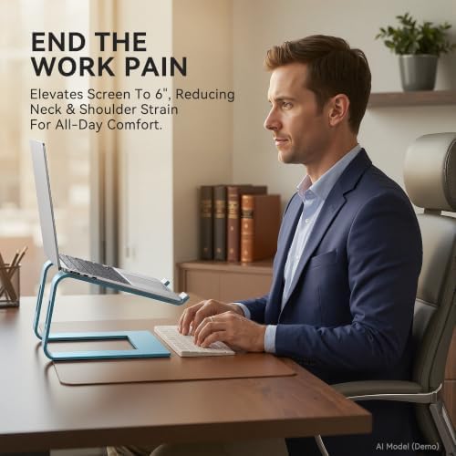 SOUNDANCE Laptop Stand, Aluminum Ergonomic Desk Riser, 10-15.6", Navy Blue