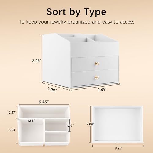 Homeanda Makeup Organizer with Drawers, PU Leather Cosmetic Storage Box Large Cosmetic Display Case for Skincare, Lipsti