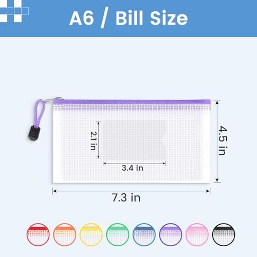 Sooez 24 Pack Mesh Zipper Pouch Bags with Label Pocket, A6 (9.1×4.7 in)