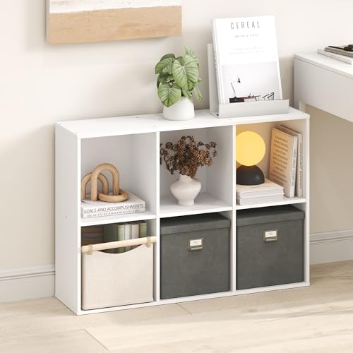 Furinno LUDER Book Shelf, 6-Cube Bookshelf, Bookcase with Open Shelves, 9.5 x 24.6 x 35.4, for Living Room, Bedroom, Hom