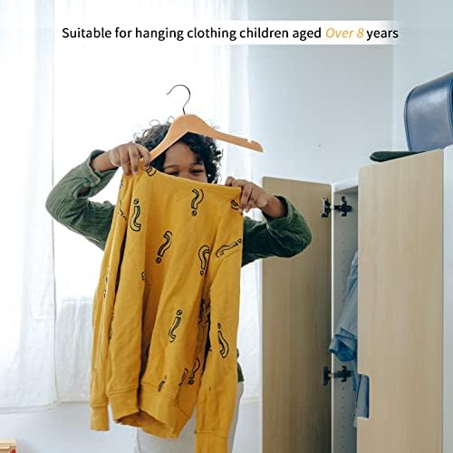 Nature Smile Juniors Preteen Older Children Wooden Coat Hangers 14 Inches Wood Dress Shirt Jacket Hangers with Anti-Rust
