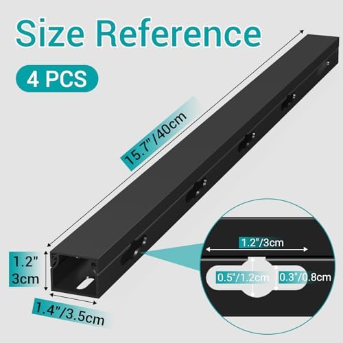 Cable Hider Raceway Kit, Magnetic Cable Management Under Desk with Upgraded Aesthetic Large Hole, Cord Organizer Kit for